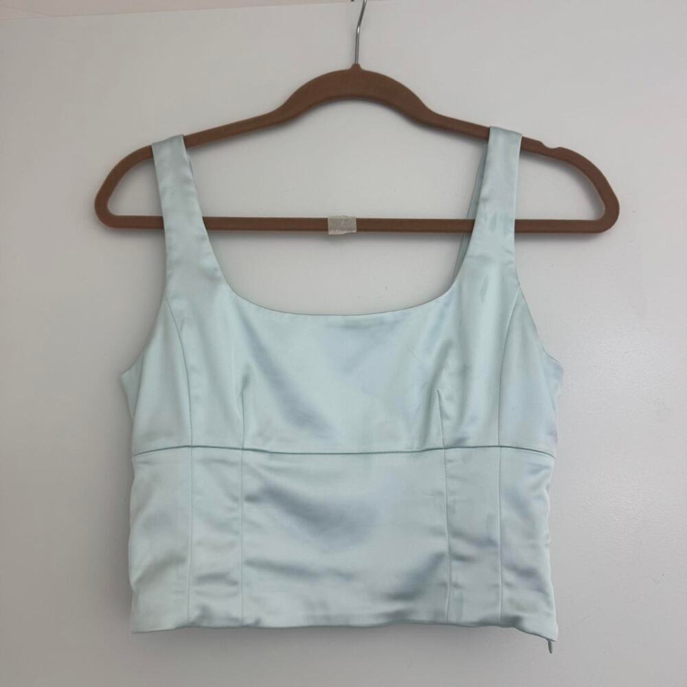 Aritzia wilfred blue satin crop top - Picture 4 of 8